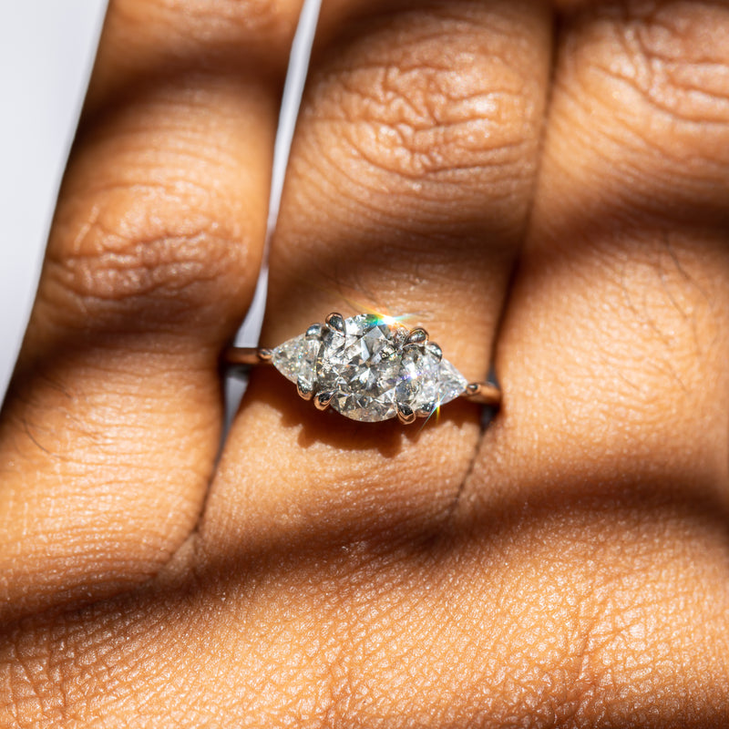 1.03ct Rosecut Arrowhead Shield Diamond and Low Profile Diamond Halo F –  Anueva Jewelry